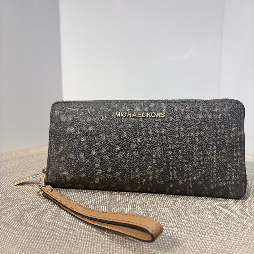 Michael Kors Brown Monogram Wristlet